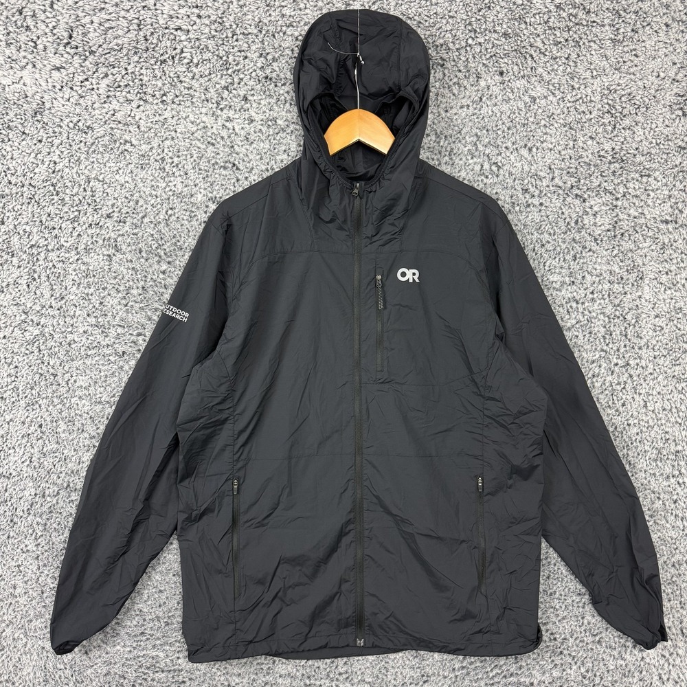 Outdoor Research Jacket Mens XL Gray Shadow Wind Hoodie Full Zip Lightweight